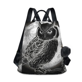 ALAZA Owl and Moon at Night Backpack Purse for Women Travel Casual Daypack College Bookbag Work Business Ladies Shoulder Bag