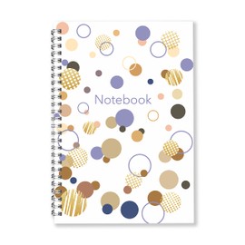 PRECIOUS LONDON A5 Notebook Lined Journal - Spiral Notebook Twin Wirebound Ruled Micro Perforated Pages with Premium Quality (Foil Dots)