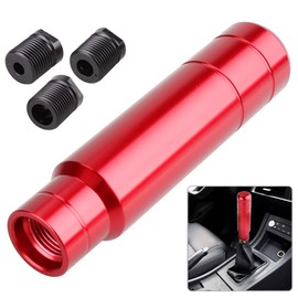 BARTOO Aluminum Alloy Heavy Weighted Shifter Knob, 5" Auto Gear Shift Knob, Car Gear Lever Stick Shifter Handle,with 3 Threaded Adapters M8 M10 M12,Fit Most Automatic Manual Vehicle(Red)