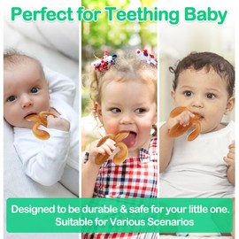 Food Feeder Baby WAJIAYON 2 Pack Amber Oil Baby Teething Toys for Babies 0-6 Months, Baby Toys 6 to 12 Months,Freezer BPA Free Soft and Textured
