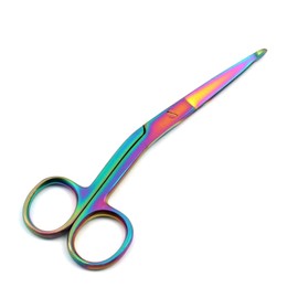 DDP MULTI TITANIUM COLOR RAINBOW KNOWLES BANDAGE SCISSORS 5 1/2" ANGLED STAINLESS STEEL