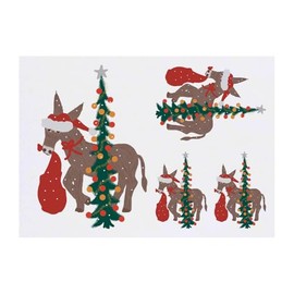 4 x 'Donkey Bringing Gifts For Under The Tree ' Temporary Tattoos - Water Resistant, Skin-Safe, Non-Toxic Transfers, Mixed Sizes (TO00079012)