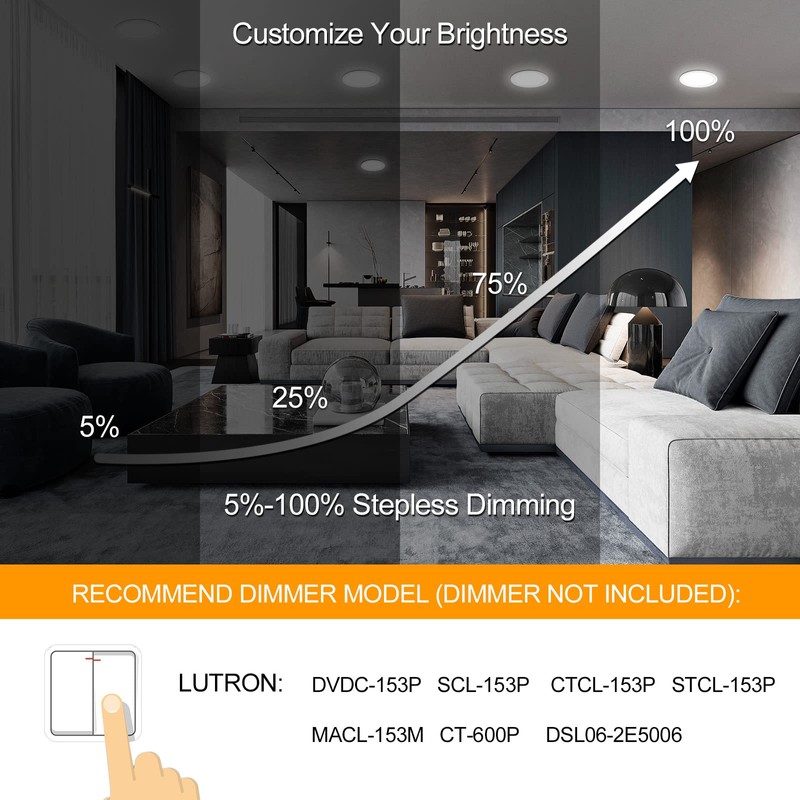 6 Pack 8 Inch LED Recessed Lighting with Junction Box