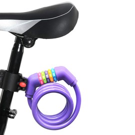 ZHEGE Bicycle Key, Dial Type Wire Lock, 5-Digit, Length 1200mm, Cross-Section Diameter 12mm, Portable, Anti-Theft, Japanese Instruction Manual Included (Purple)
