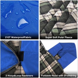 DUKUSEEK Outdoor Stadium Blankets with Hood, Fleece Blankets, Quilted, Extra Thick Fleece, Warm, Windproof, Sandproof, Includes Stuff Sack, Shoulder Strap, Large, 79"x 59"