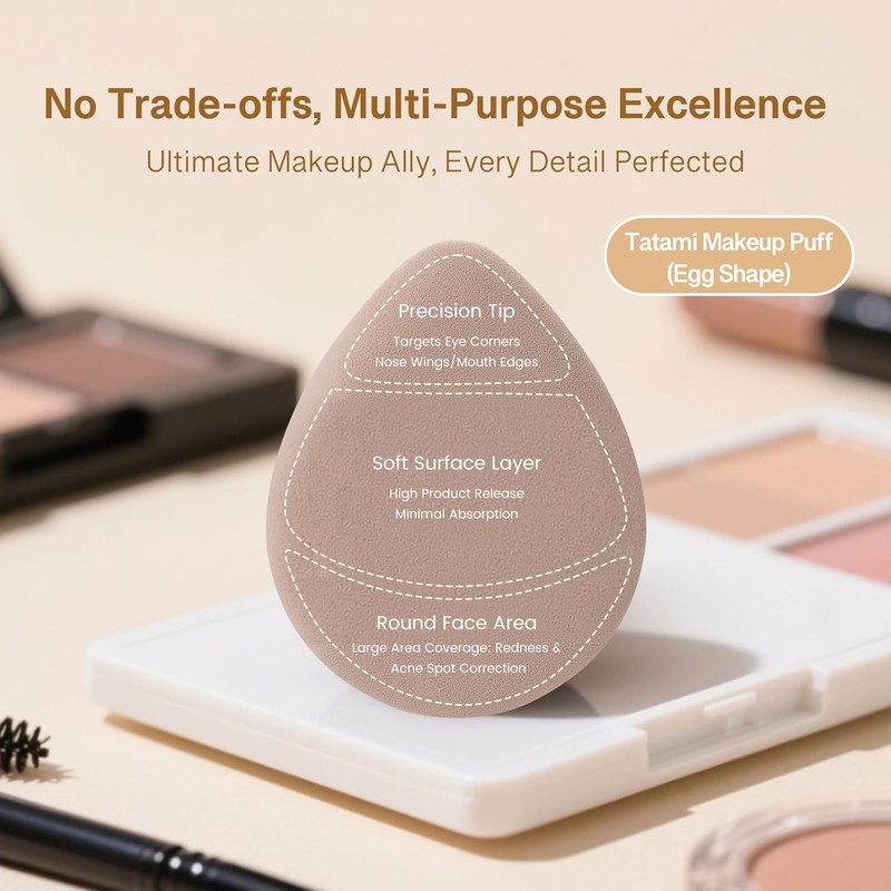 Momo's Workshop Makeup Sponge Puff, Large Beauty Puff for Quick