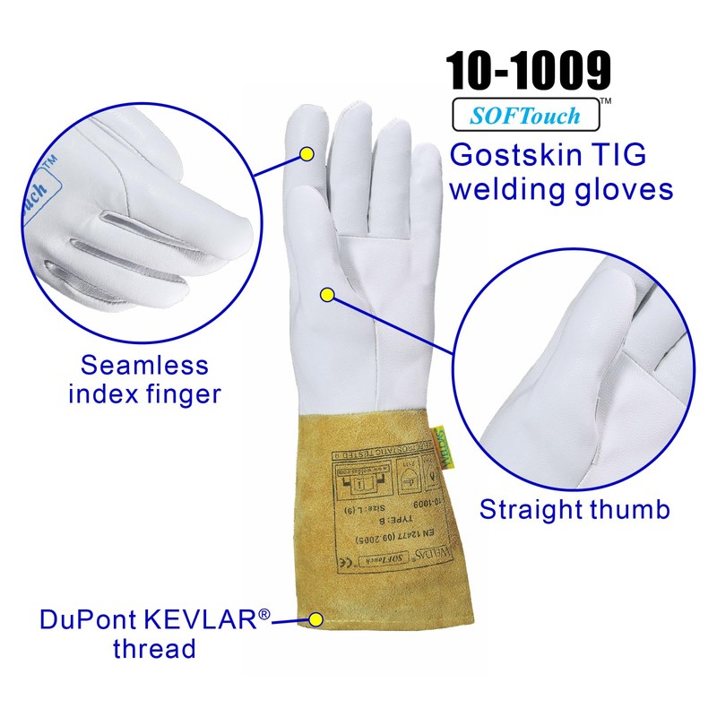 [Weldas] SOFTouch™ Top Grain Goatskin Welding Gloves, Suitable for Precision