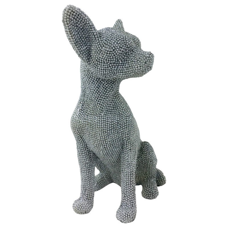LEONARDO LP42732 Figure | Silver Art Sitting Chihuahua | 1
