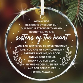 Friendship Gifts for Women Friends, Thank You Gift for Her, Bestie Gifts, Sister Gifts for Friends, Graduation Gifts, Appreciation Crystal Ornament, Christmas Glass Ornament, for Girls