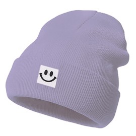 Orfila Beanies for Men Women Smiley Face Warm Winter Hat Toque Unisex Gifts for Women Girlfriend Her Purple