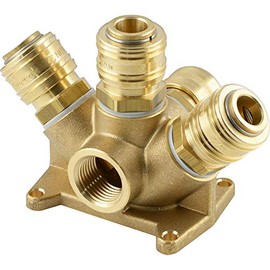 Fittingteile G 1/2 Inch Brass 5-Way Wall Socket Compressed Air Distributor with 4x Compressed Air Coupling NW 7.2 (Thread Size: G 1/2 Inch)
