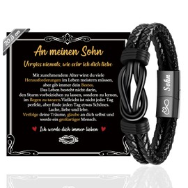 SUNSH Gift for son/husband, I love you, gift for man, mum gift for son, engraved leather bracelet for son/husband, birthday gift, anniversary, Christmas, Valentine's Day, 100% brand, No gemstone