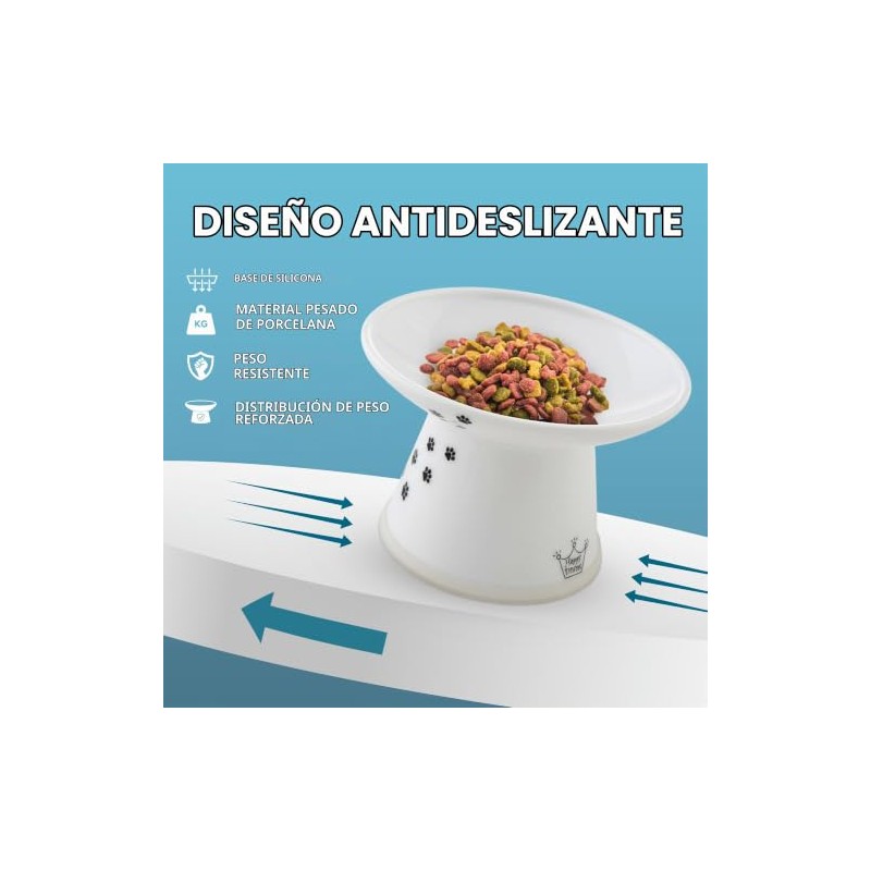 Necoichi Cuenco de Comida Extra Ancho para Gatos (Gato)