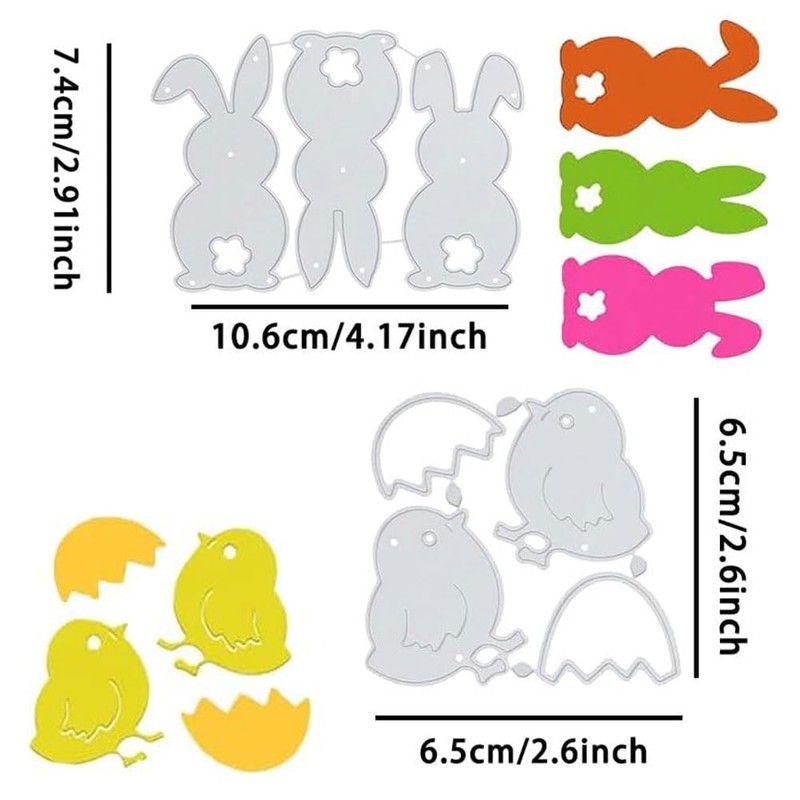 Mellifluous 4 Sets Easter Rabbit Cutting Dies,Easter Cutting Dies Happy