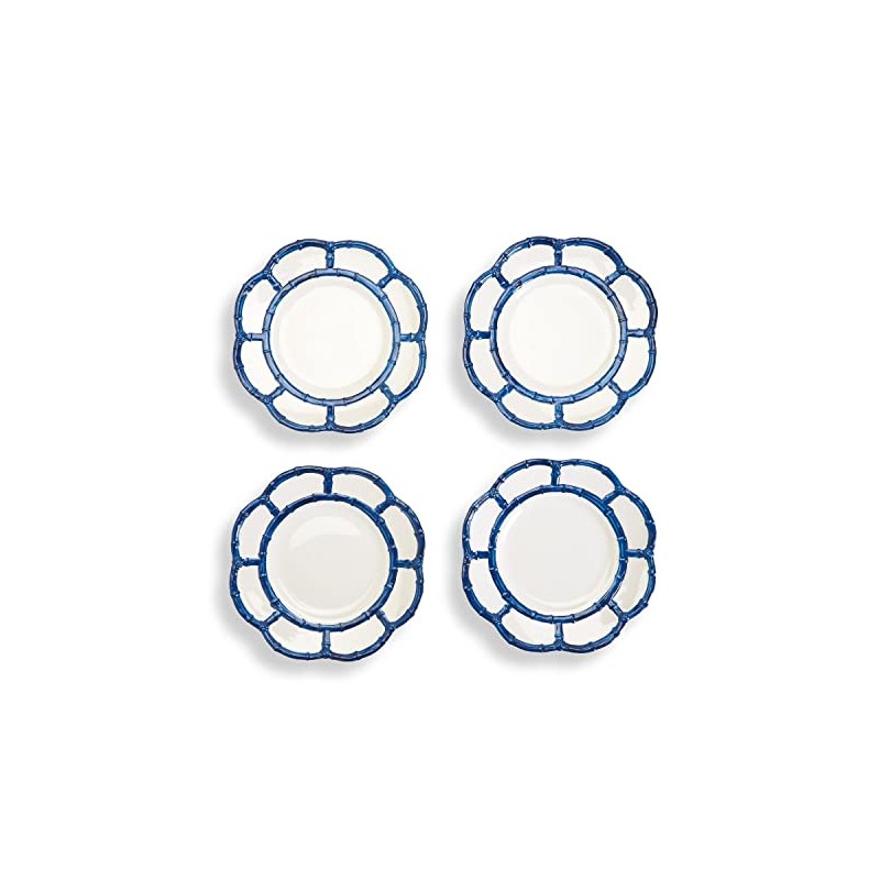 Two's Company Set of 4 Blue Bamboo Touch Accent Plate
