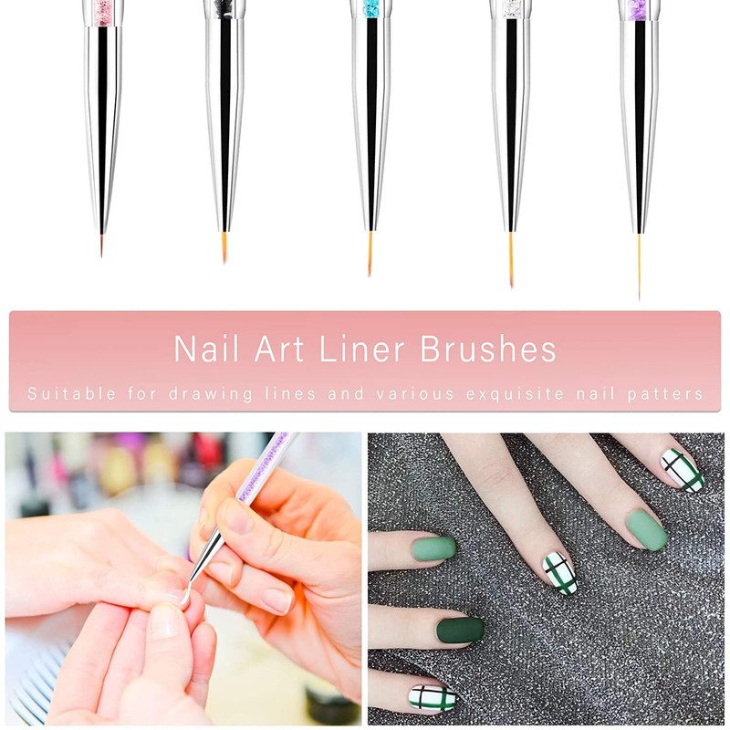 BANSHAN Nail Art Brushes, 5PCS Nail Brushes for Nail Art
