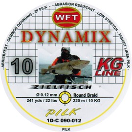 WFT Round Dynamix Pilk Yellow Braided Line for Sea Fishing, Fishing Line for Norway, Diameter / Load Capacity: 0.12 mm / 10 kg Load Capacity