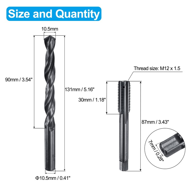 sourcing map Tap and Drill Bit Set, 1pcs M12 x