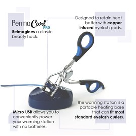 Permacurl Heated Eyelash Curler, Warming Station for Any Eyelash Curler, USB Powered Heated Lash Curler, Copper Infused Eyelash Pads, for Grande Lash Lift