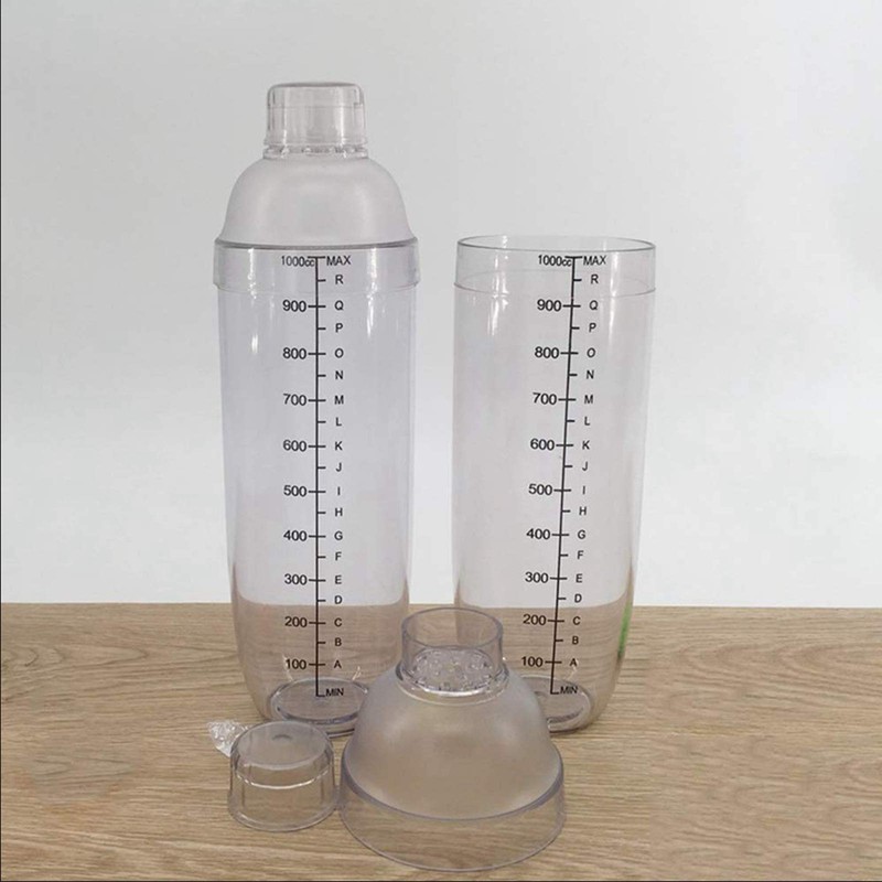 FEOOWV 2 Pcs Plastic Cocktail Shaker,Drink Mixer Hand Shaker Cup