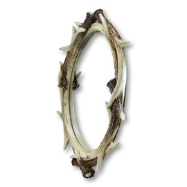 Ebros 27" High Western Rustic Hunters Stag Deer Antlers Rack Oval Wall Mirror Decor Plaque Vintage Decorative Antler Racks Hanging Mirrors As Centerpiece Sculpture Plaque Beauty Vanity Accent