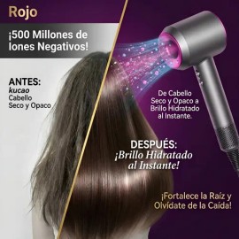 Secador De Pelo Profesional De Iones Negativos 1600w Rojo                                                                                             