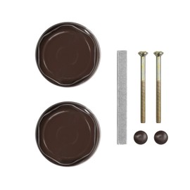 ADGO 1 x Brown Double Sided Door Knob for Gate, Balcony, Patio, Powder Coated Steel, Two Knobs Left and Right. Includes Fixing Screws