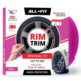 All-Fit Rim Trim Wheel Protection Strips for Curb Rash and Wheel Scratch Prevention – Made in The USA – Universal Fit (Pink)