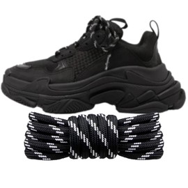 Shoelaces Replacement Round Laces for Balenciaga Triple S Shoes(Color:Black&WhiteCombo,Size:50Inch)