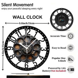 25cm Circular Iron Wall Clock with a Fisherman's Net and Buoysheet size: 10 inch, color: Black