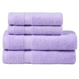 LINENOVA Towels for Bathroom, 100% Cotton Towel Set of 4 - Includes 2 Face Towels 2 Hand Towels for Hotel, Spa, and Gym, 650GSM Softness & Absorbency Face Washer & Hand Towels Set, Lavender