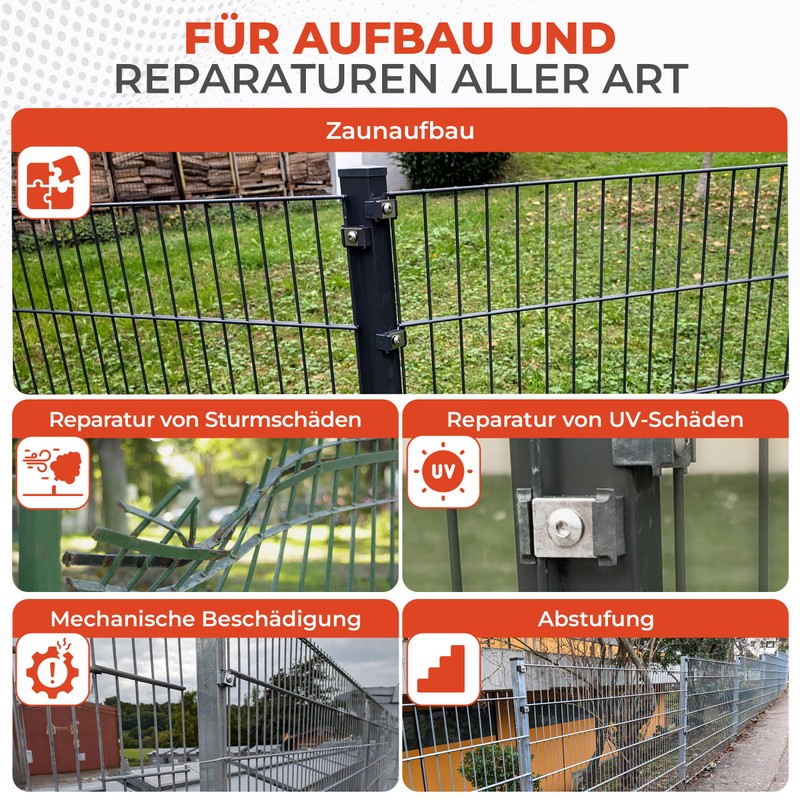 Qualinos 10 x Universal Double Rod Mat Fence Attachment, UV-Stabilised,