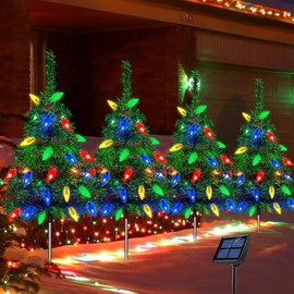 4-Piece Solar-Powered Strawberry Christmas Tree Lights - Waterproof Outdoor Decorative Ambience Lights, Suitable for Garden, Balcony and Pathway Courtyard Decoration During Christmas
