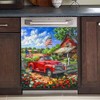 Generic Farmhouse Red Truck Magnetic Dishwasher Cover American Flag Retro