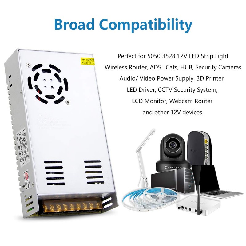 SHNITPWR 12V Power Supply 30A 360W AC to DC Adapter