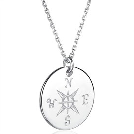 AM ANNIS MUNN Compass Necalace for Women, 925 Sterling Silver Necklace for Womens Friendship Necklaces Gradauation Gifts