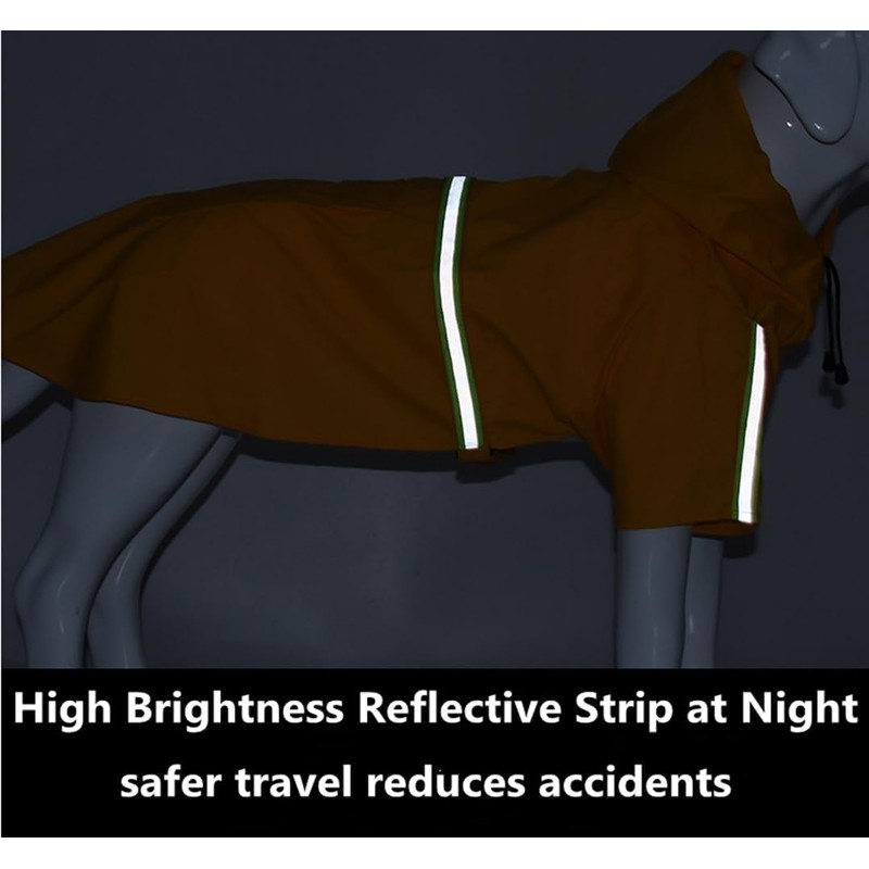 GLURIZ Impermeable para Perros con Rayas Reflectantes, Impermeable con Capucha