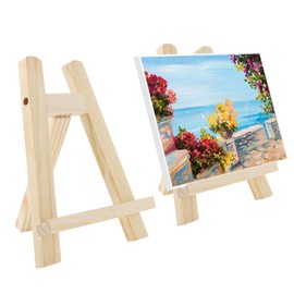Set of 2 Mini Wooden Easels (15 x 20 cm) - Small Easel for Table - Painting Exhibition Drawing Picture Frame