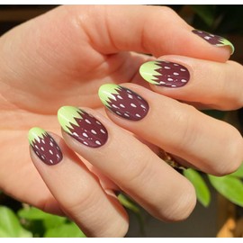JMEOWIO Gel Nail Stickers Green Coffee Semi Cured Gel Nail Strips Wraps UV/LED Nails Art Design Decoration Accessories
