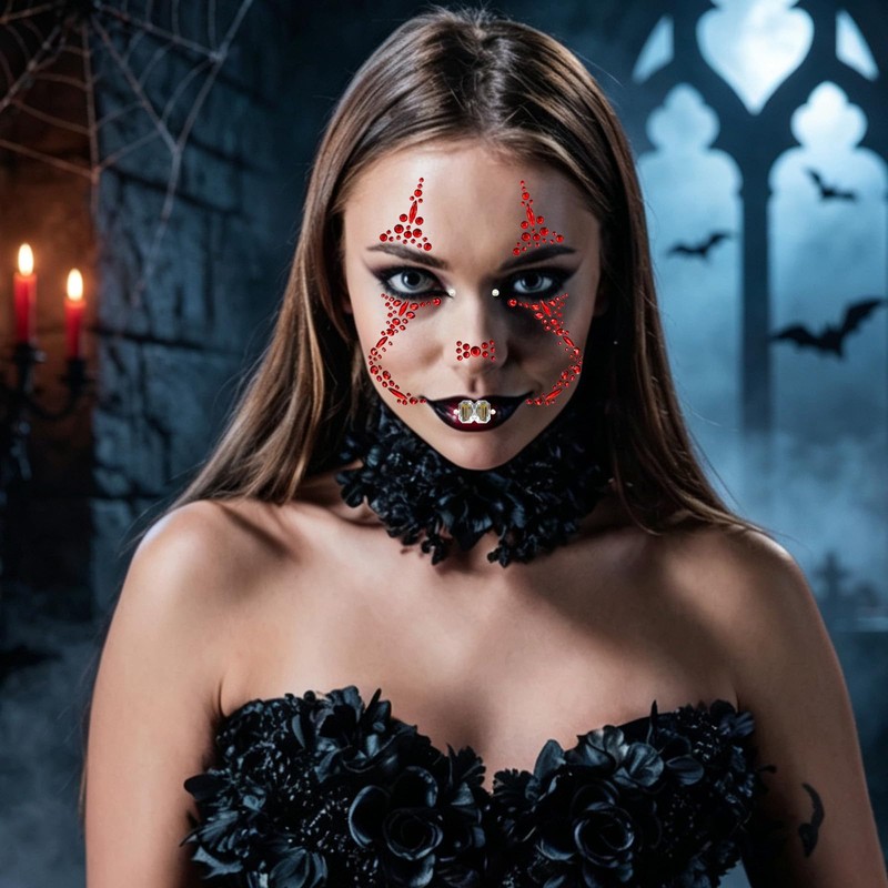 4Pcs Halloween Face Gems Jewels Makeup Day of the Dead