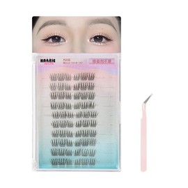 Hannie wish False Eyelashes, For Parts, No Glue Required, False Eyelashes, Large Capacity, Natural, Bunched, Lower False Eyelashes, For Beginners, With Tweezers (Idol)