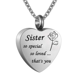 Cremation Urn Ashes Necklace, So special so loved...that's you,Stainless steel memorial pendant Waterproof memorial pendant(Sister)