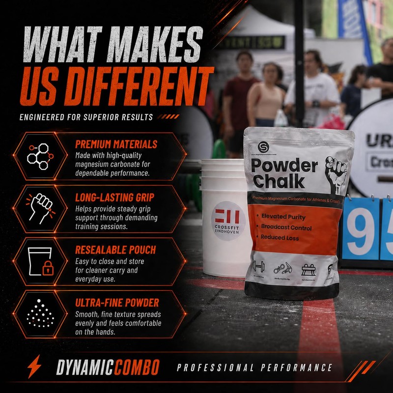 DYNAMICCOMBO Premium Sports Chalk Powder, Ultra-Fine & Resealable Bag, 120g