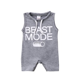 Baby Boy Jumpsuit, Newborn Infant Beast Mode Sleeveless Short Romper One Piece Active Summer Clothes