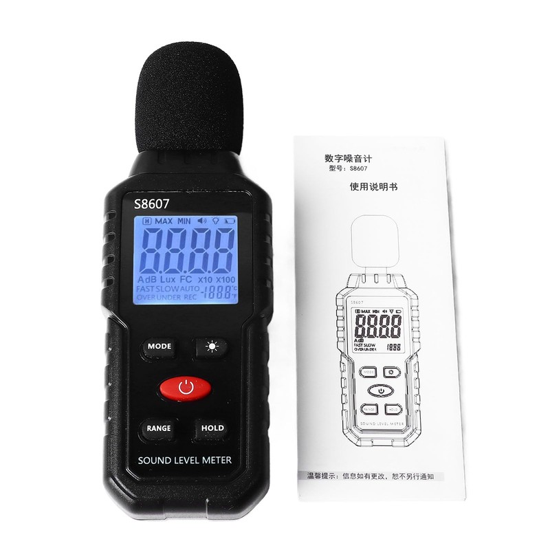 Medidor de Decibelios, Medidor de Nivel de Sonido Digital S8607