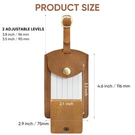 S-ZONE Leather Luggage Tags for Suitcases TSA Approved Adjustable ID Label Baggage Tags Genuine Tracker for Backpack Travel Bag (Light Brown)