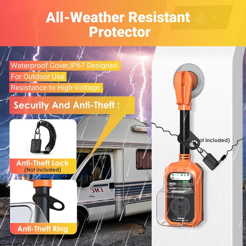 EyGde RV Surge Protector 50 Amp Waterproof, RV Circuit Analyzer