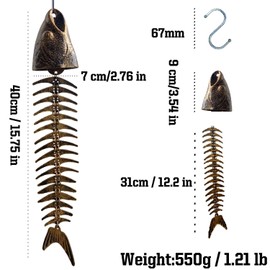 Fish Wind Chimes, Fish Bone Wind Chime, Special Fish Bone Design Brings Unique Scenery in Yards, Balconies, Gardens,Shops, Art exhibitions