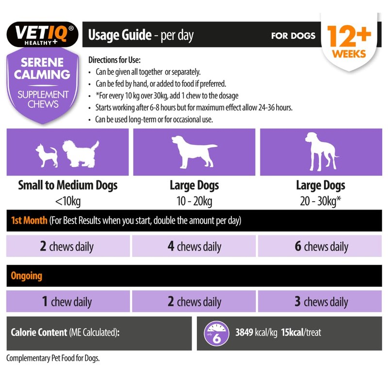 VETIQ Serene Calming Supplement Chews for Dogs and Puppies, Tablet
