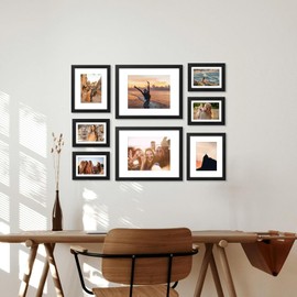 smiry Picture Frame 5x7, Display Pictures 4x6 with Mat or 5x7 Without Mat, Versatile Black Wall Gallery Photo Frames for Wall or Tabletop Display, Single